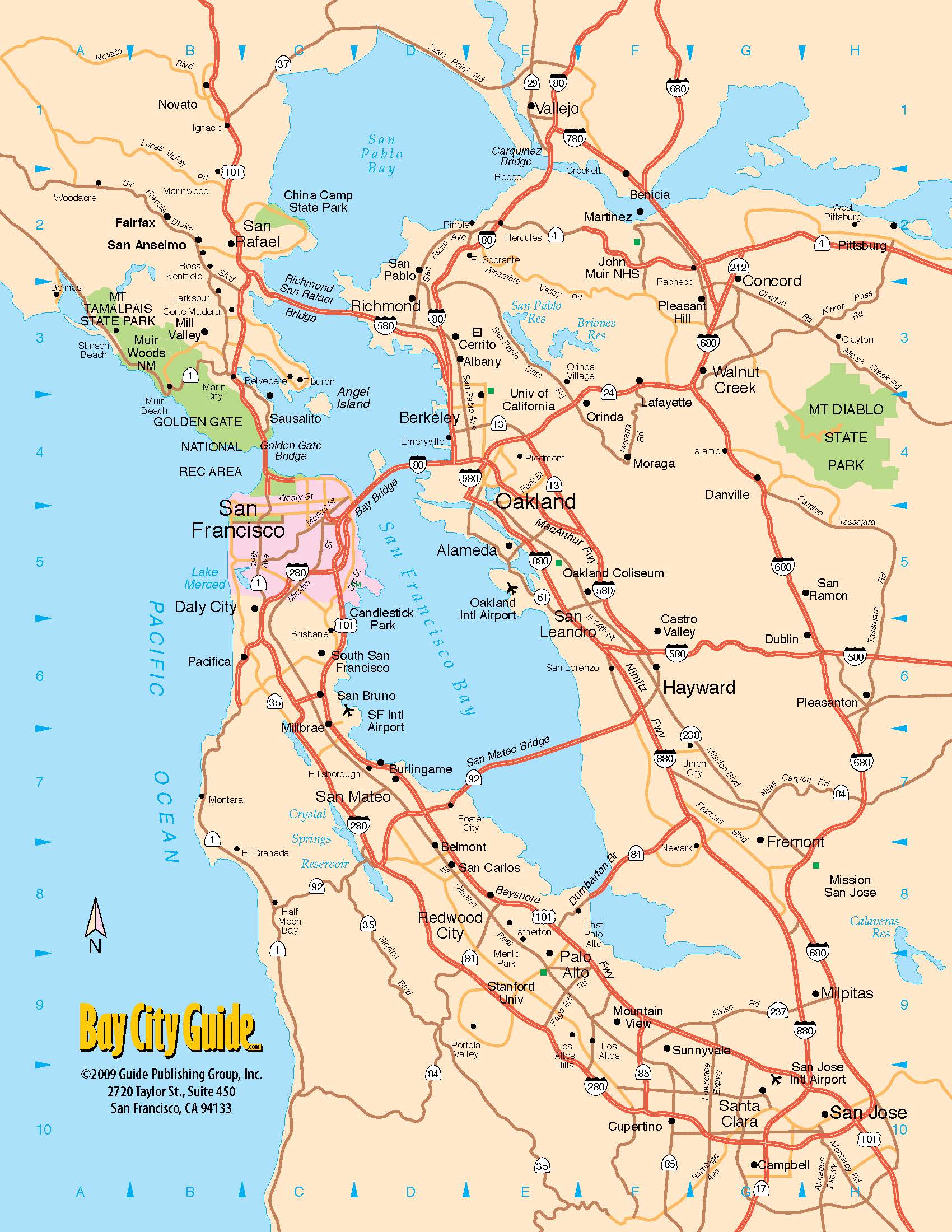 0 Tourist Map San Francisco Bay Area North California Freeway System 0B