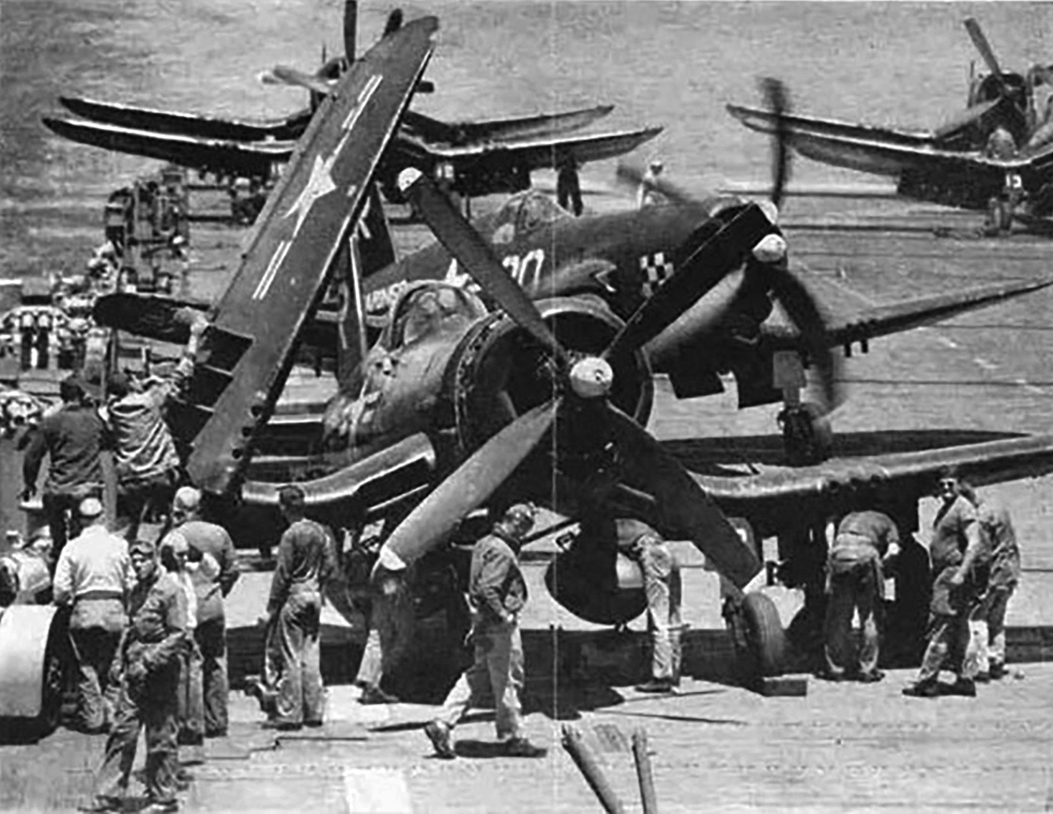 Asisbiz Vought F4U 4 Corsair VMF 312 Aboard USS Bataan Off Korea Spring