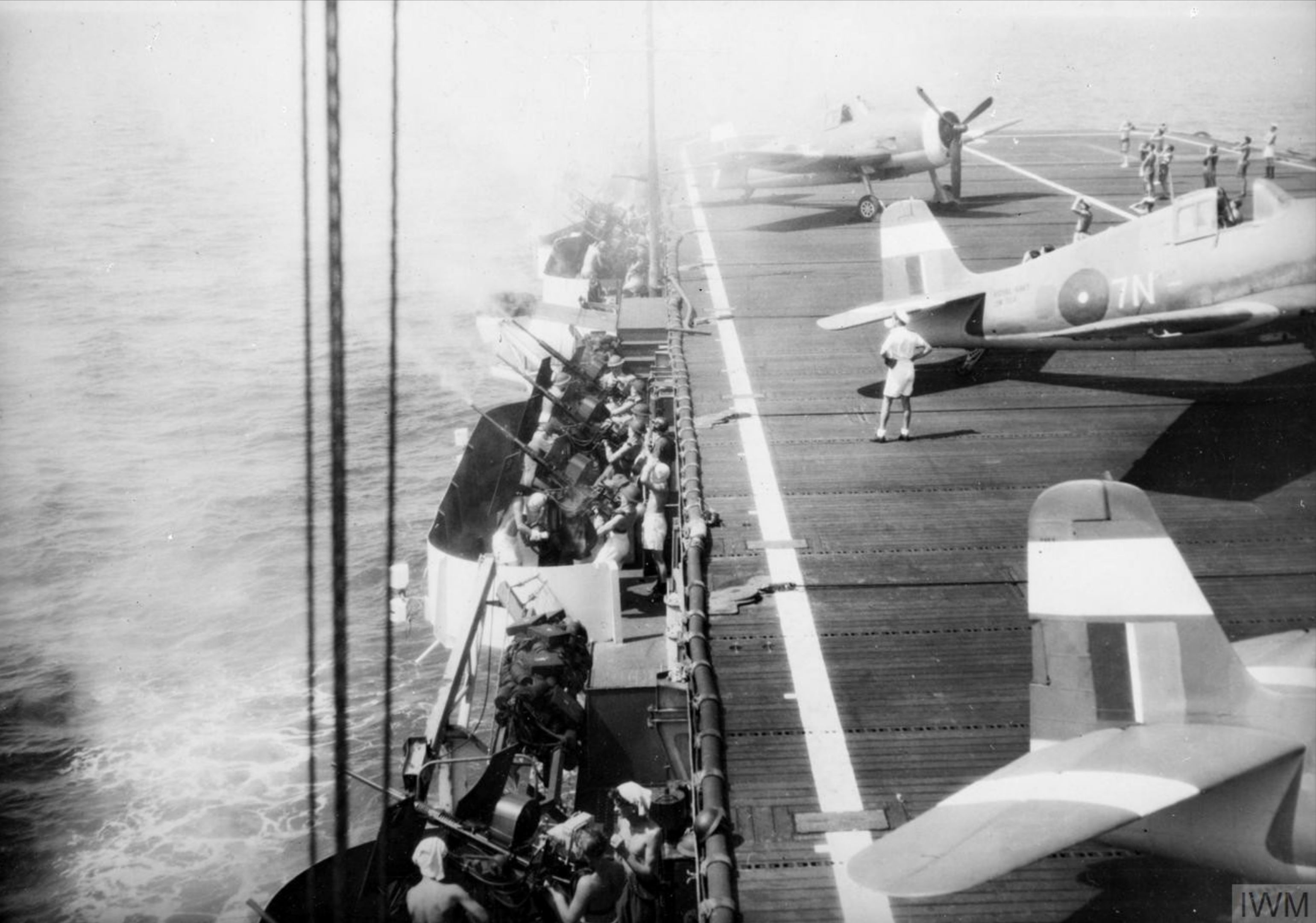 Asisbiz Fleet Air Arm Grumman Hellcats 7N Aboard HMS Ameer Off Sumatra