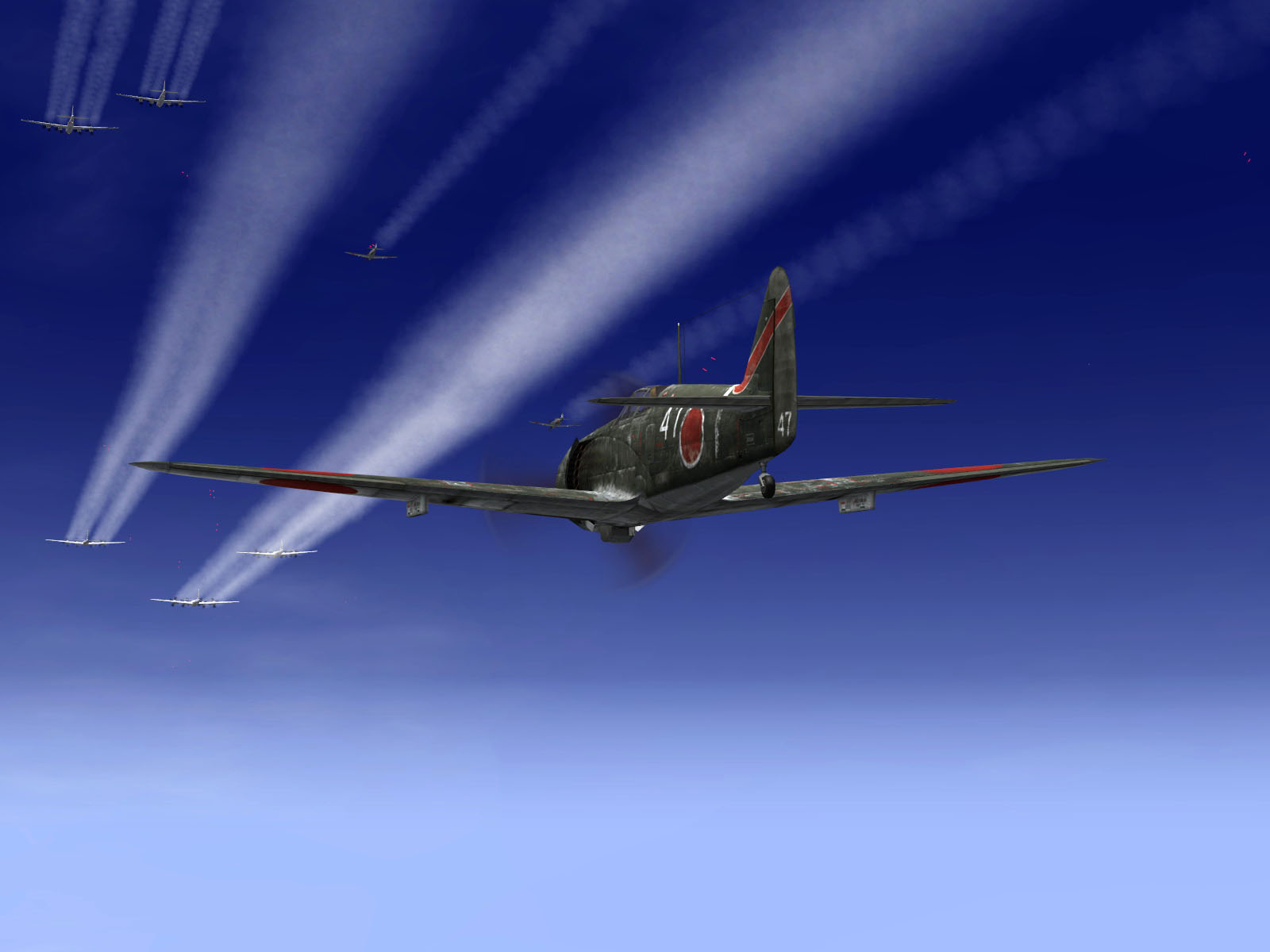 Asisbiz IL2 RO Ki 100 59 Sentai W47 closes in for the kill on a B 29