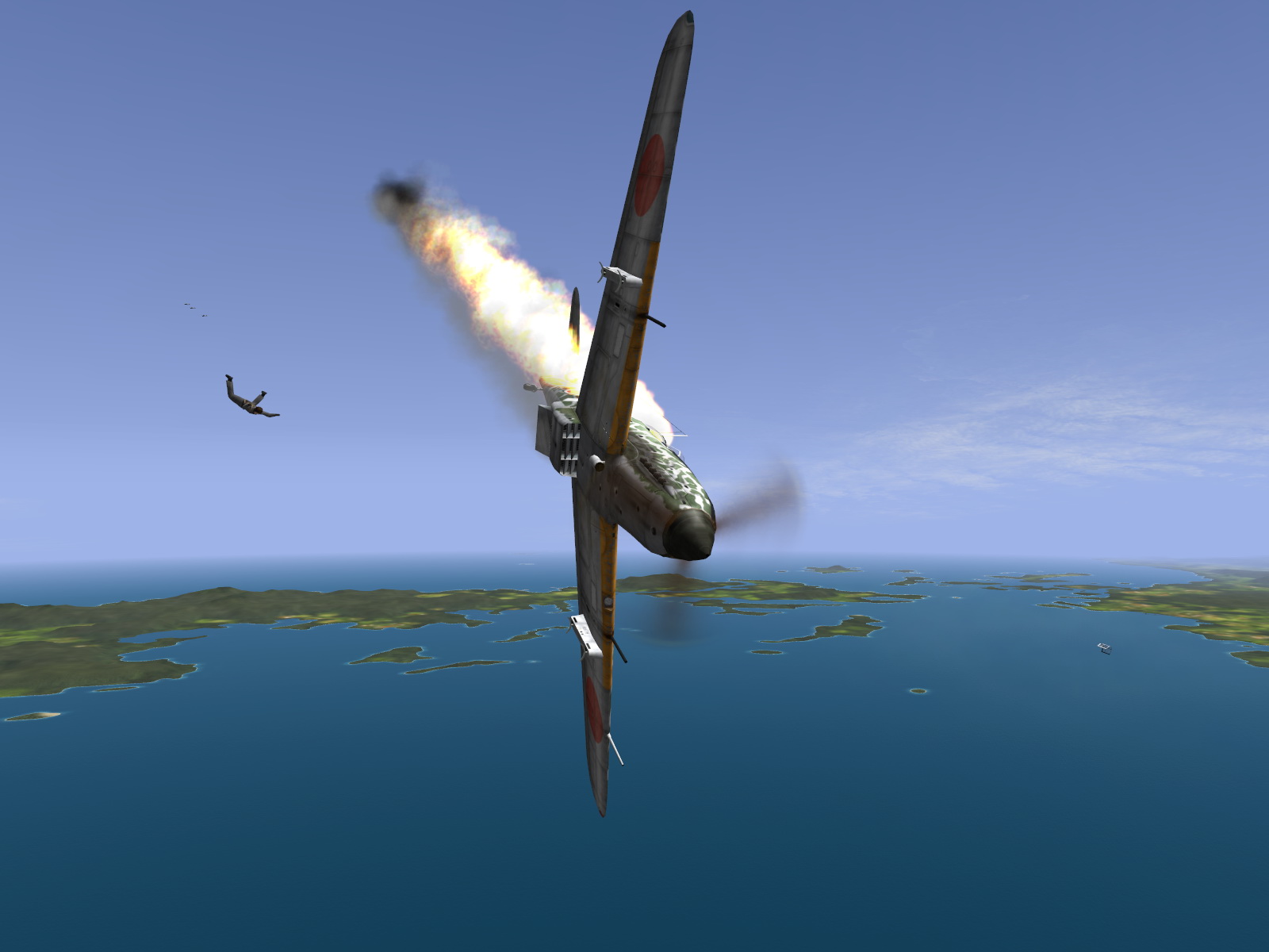 Asisbiz Il2 Rd Ki-61 68 Sentai 2 Chutai Hit By Return Fire From B 25s 