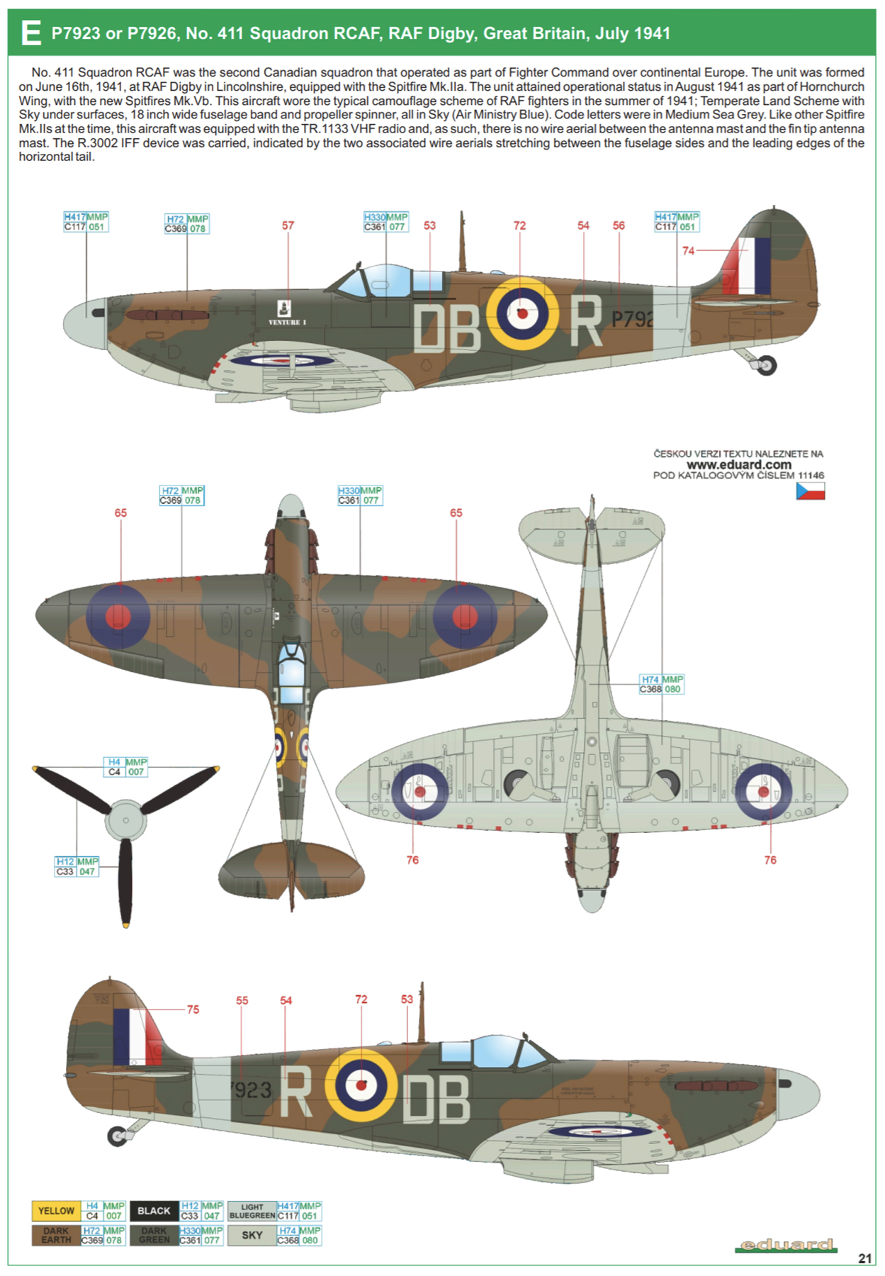 Asisbiz Spitfire MkIIa RCAF 411Sqn DBR P7923 RAF Digby England Jul 1941