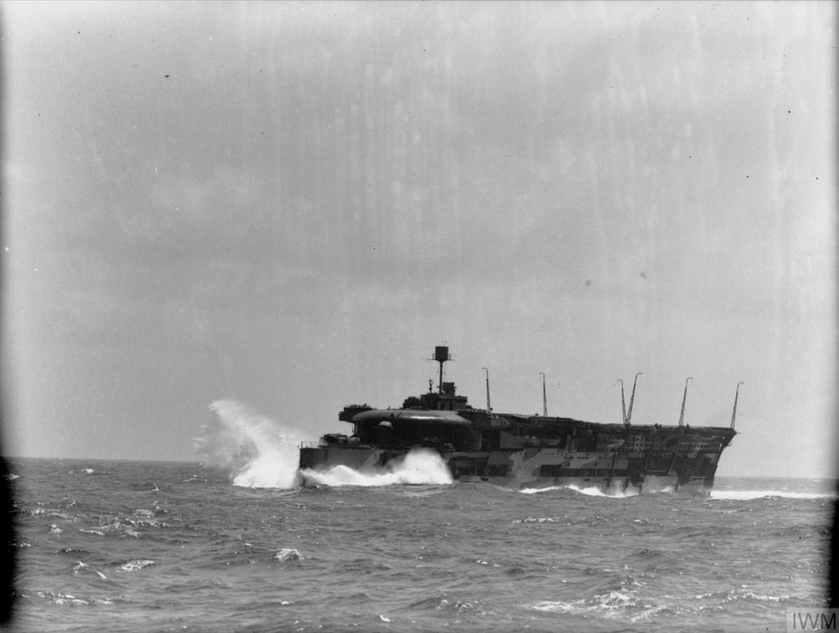 Asisbiz RN Carrier HMS Furious Steaming Through Rough Seas