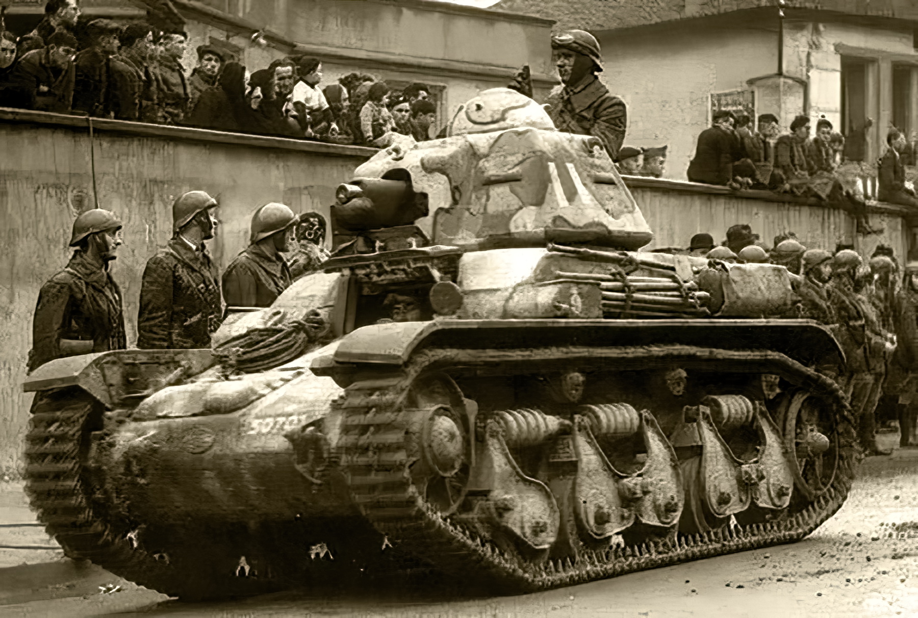 Asisbiz French Army Renault R35 support tank military parade France 1940  web 01