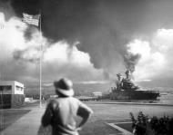 Asisbiz USS California (BB 44) listing to port after being hit by Japanese torpedoes Pearl Harbor attack 7th Dec 1941 80 G 32463