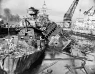 Asisbiz USS Cassin (DD 372) and USS Downes (DD 375) in Drydock one Pearl Harbor 7th Dec 1941 NH 64482