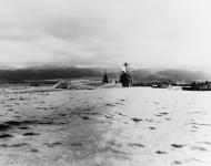 Asisbiz USS Utah (AG 16) capsized at her berth off the western side of Ford Island Pearl Harbor 7th Dec 1941 NH 50856