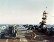 Asisbiz USS Santee (CVE 29) flight deck with SBD 3 Dauntless and F4F 4 Wildcats Torch Nov 1942 80 G K 15250