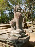 Asisbiz B Banteay Kdei Temple terrace with naga balustrade lion guardians Angkor 02