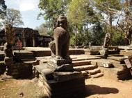 Asisbiz B Banteay Kdei Temple terrace with naga balustrade lion guardians Angkor 07