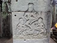 Asisbiz Bayon Temple Bas relief pillars three dancing apsaras Angkor 04