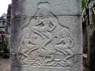 Asisbiz Bayon Temple Bas relief pillars three dancing apsaras Angkor 06