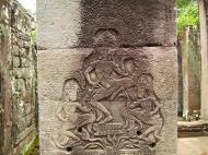 Asisbiz Bayon Temple Bas relief pillars three dancing apsaras Angkor 14
