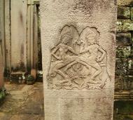 Asisbiz Bayon Temple Bas relief pillars two dancing apsaras Angkor 16