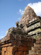 Asisbiz Facing NW Pre Rup Temple lion and upper tower East Baray 02