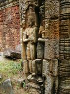 Asisbiz Preah Khan Bas relief mythic guardians Dvarapalas stand on guard 04