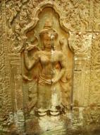 Asisbiz Preah Khan Temple Bas relief female divinty main enclosure 01