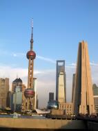 Asisbiz Oriental Pearl Tower Skyscraper viewed from the Bund promenade Lujiazui Pudong China 21