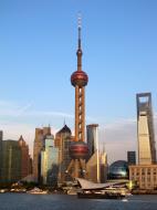 Asisbiz Oriental Pearl Tower Skyscraper viewed from the Bund promenade Lujiazui Pudong China 24