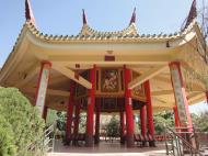 Asisbiz Bago Chinese Monastery ornate garden painted pagoda Jan 2010 01