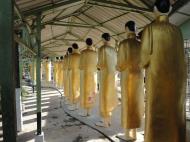 Asisbiz Meilamu Pagoda procession of monks statues Yangon Myanmar 01