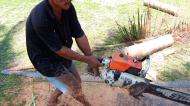 Asisbiz Step by step guide on how to cut straight using chainsaw the grip keeps the balance Philippines 01