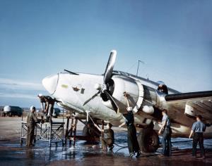 Asisbiz Lockheed PV 1 Ventura is washed down by Navy ground crew at NAS Port Lyautey Morocco May 1945