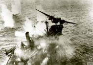 Asisbiz Douglas A 20 Havoc 5AF skip bombs a Japanese frieghter off New Guinea FRE11345