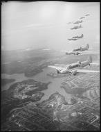 Asisbiz RAAF Avro Anson A4 5 in a formation flight over the Richmond Sydney area NSW Australia 03