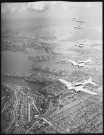 Asisbiz RAAF Avro Anson A4 5 in a formation flight over the Richmond Sydney area NSW Australia 05