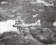 Asisbiz Boeing B 17G Fortresses 8AF 401BG613BS INJ and IND in flight over England 12th April 1945 FRE8099