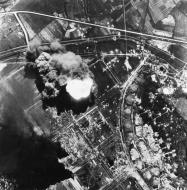 Asisbiz Target B 24 Liberators 5AF 43BG bomb Toshien Oil Refinery in Formosa with smoke reaching 10,000ft 18th Jul 1945 01