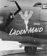 Asisbiz 42 52560 B 24H Liberator 8AF 466BG786BS U8K Laden Maid nose art left side 5th Oct 1944 FRE1937