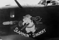 Asisbiz 42 52637 B 24H Liberator 8AF 486BG833BS 4NT Slammin' Spammy nose art left side Sudbury England 1944 01