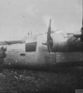 Asisbiz 42 50757 B 24J Liberator 8AF 491BG855BS V2X damaged by flak over Cologne landed nr Florrenes Belgium 17th Oct 1944 01