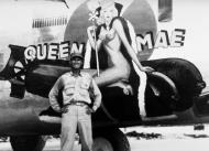 Asisbiz 44 40314 B 24J Liberator 5AF 90BG319BS Queen Mae nose art right side at Palawan 1945 02