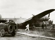 Asisbiz 42 109810 B 24J Liberator 8AF 93BG330BS AGB Sterile Errol damaged by 5 Bf 109s landed England Jun 1944 01