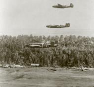 Asisbiz 41 30075 B 25D Mitchell 5AF 345BG500BS Air Apaches Lil De Icer over Boram airfield Wewak New Guinea 4th Jan 1944 02