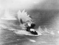 Asisbiz 5AF 345BG B 25's attacking Japanese Navy escort frigate 30 miles south of Amoy China Sea 6th July 1945 02