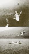 Asisbiz B 25 Mitchell 11AF low level strafing of a Japanese Picket boat off Paramushiru Kurile Isls Jun 1945 03