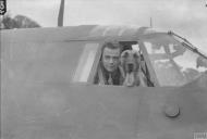 Asisbiz Aircrew USAAF 8AF 323BG 2Lt Richard H Lightfine with Trea a Great Dane mascot 24 July 1943 FRE4623