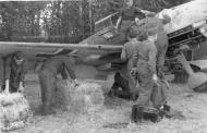 Asisbiz Messerschmitt Bf 109E 8.JG2 Black 3 undergoing repairs France 1940 02