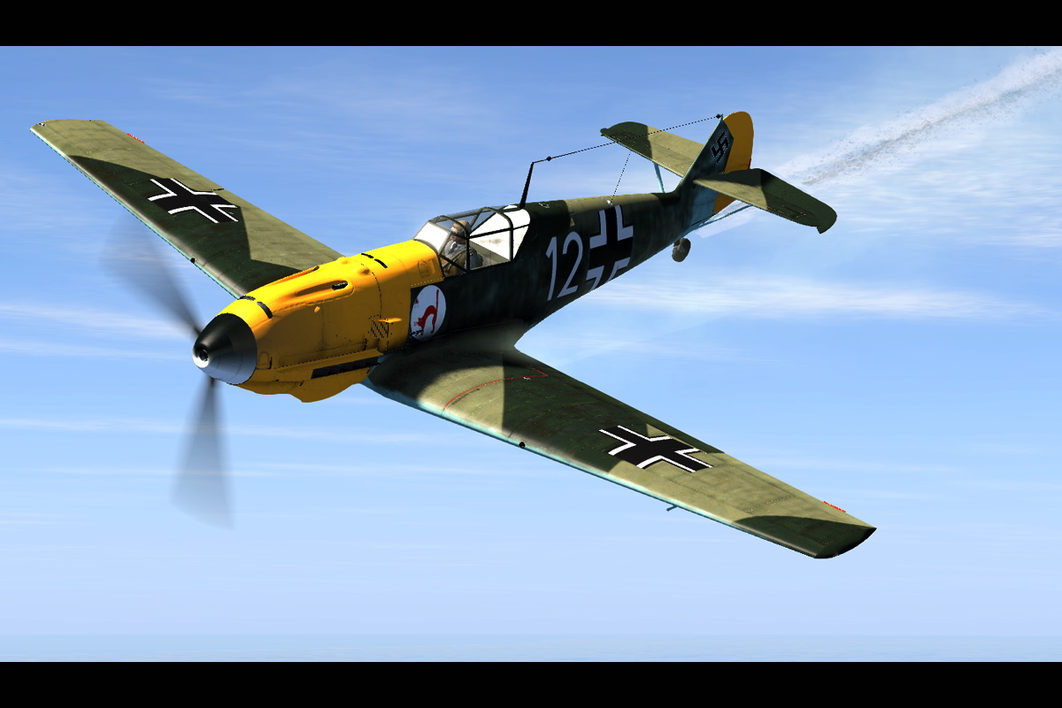 Asisbiz COD CF Bf 109E1 4.JG52 W12 lossing oil after a dogfight with ...