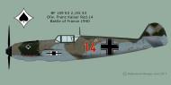 Asisbiz Messerschmitt Bf 109E3 2.JG53 Red 14 Franz Kaiser Battle of France 1940 0A