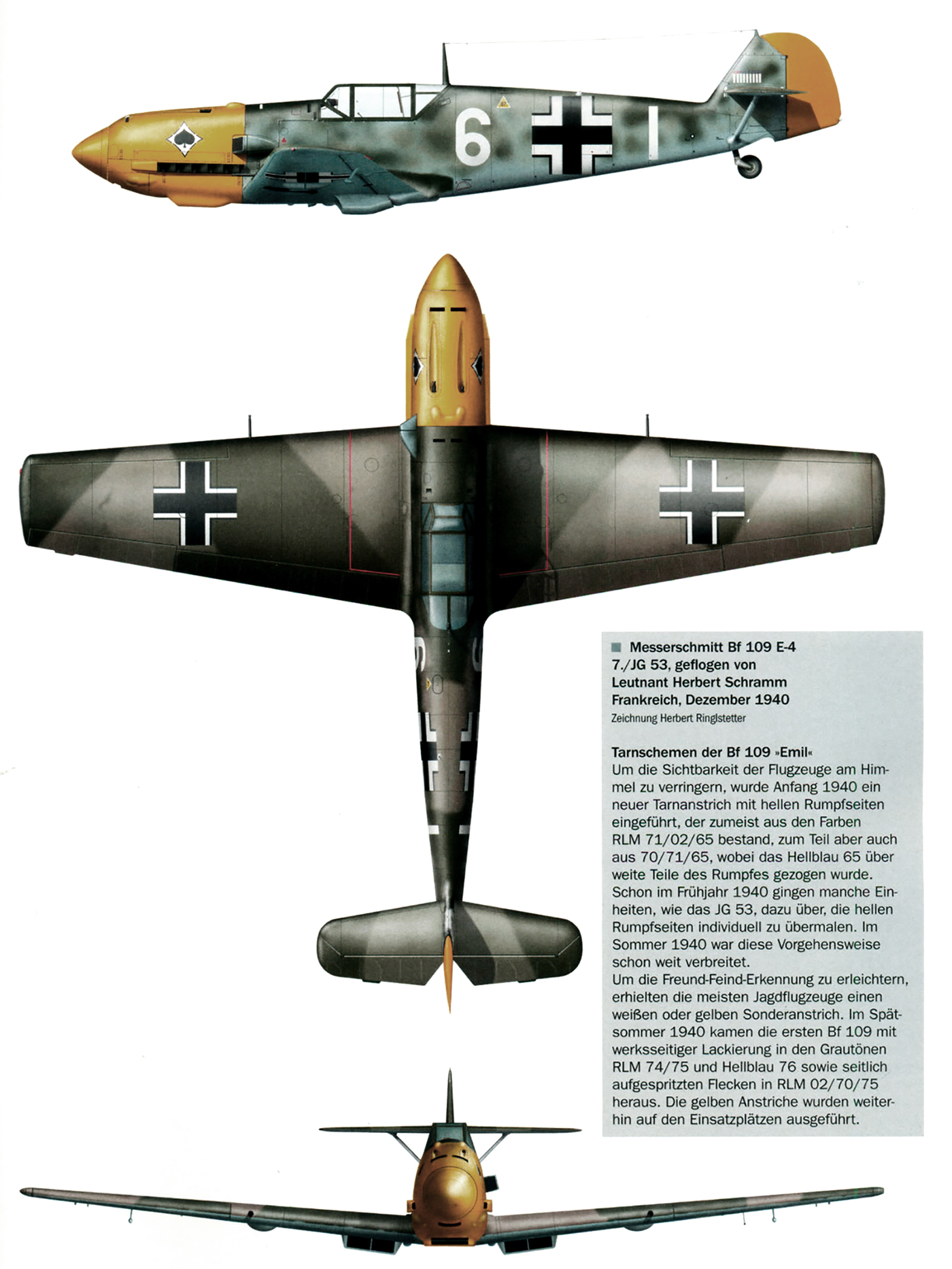 Asisbiz Messerschmitt Bf 109E4 7.JG53 White 6 Herbert Schramm France ...