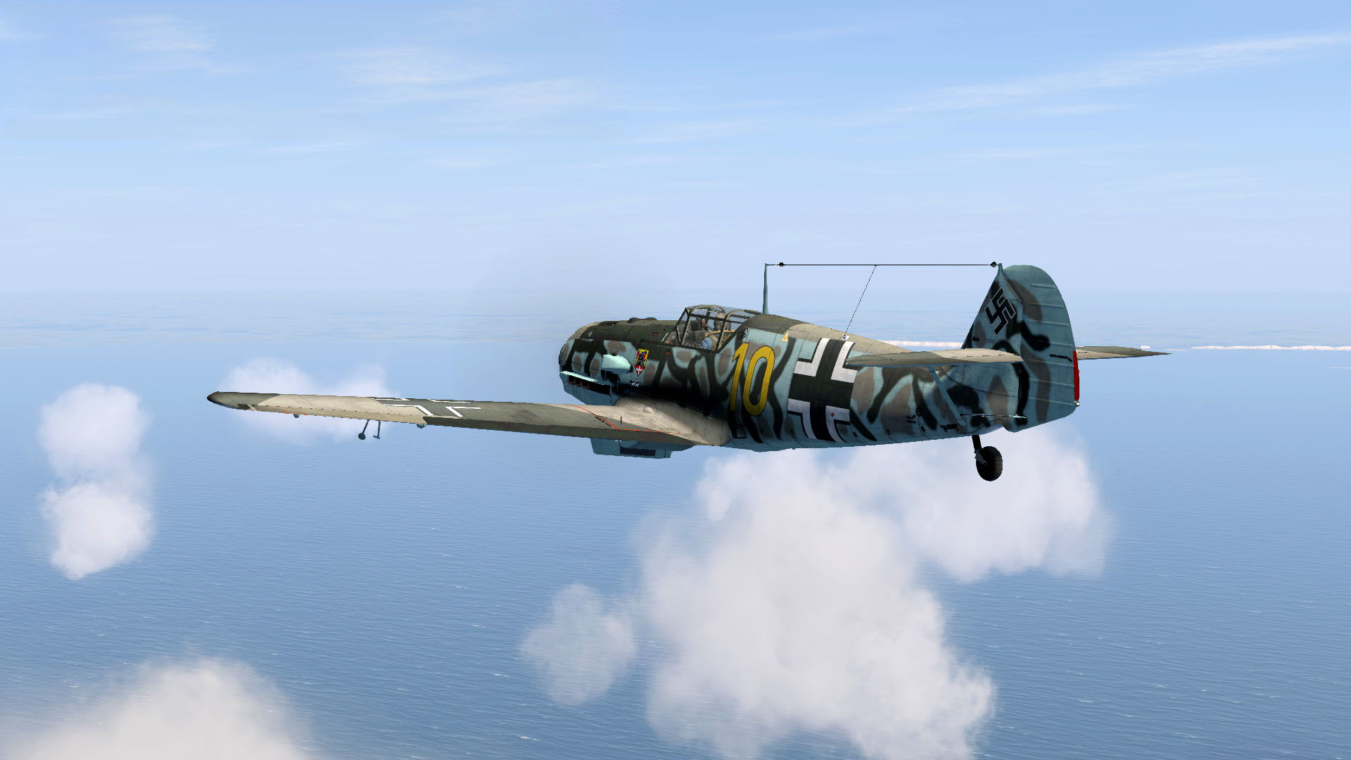 Asisbiz COD ES Bf 109E1B 6.JG54 Y10 over the English channel Battle of ...