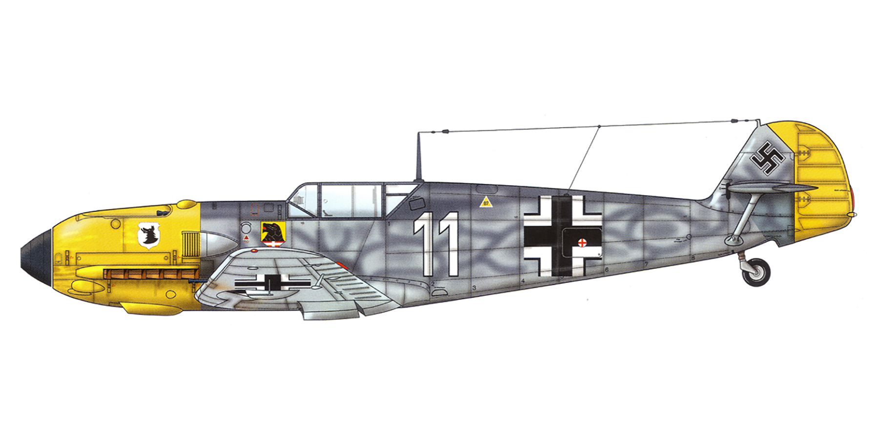 Asisbiz Messerschmitt Bf 109E4 7.JG77 White 11 exII.JG54 Balkans May ...