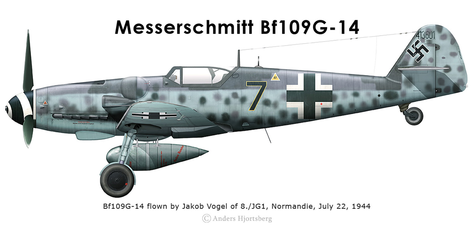 Asisbiz Messerschmitt Bf 109G14R3 Erla 8.JG1 Black 7 Jakob Vogel 