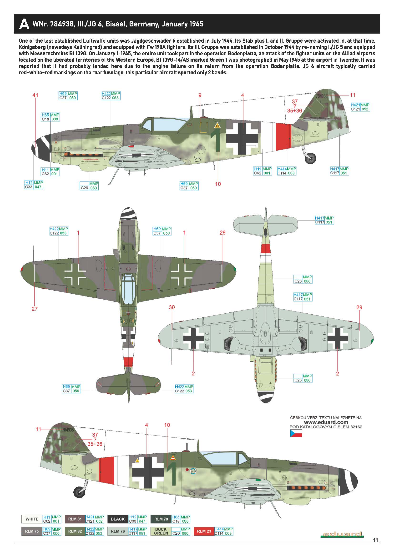 Asisbiz Messerschmitt Bf 109G14AS III.JG6 Green 1 WNr 784938 Bissel ...