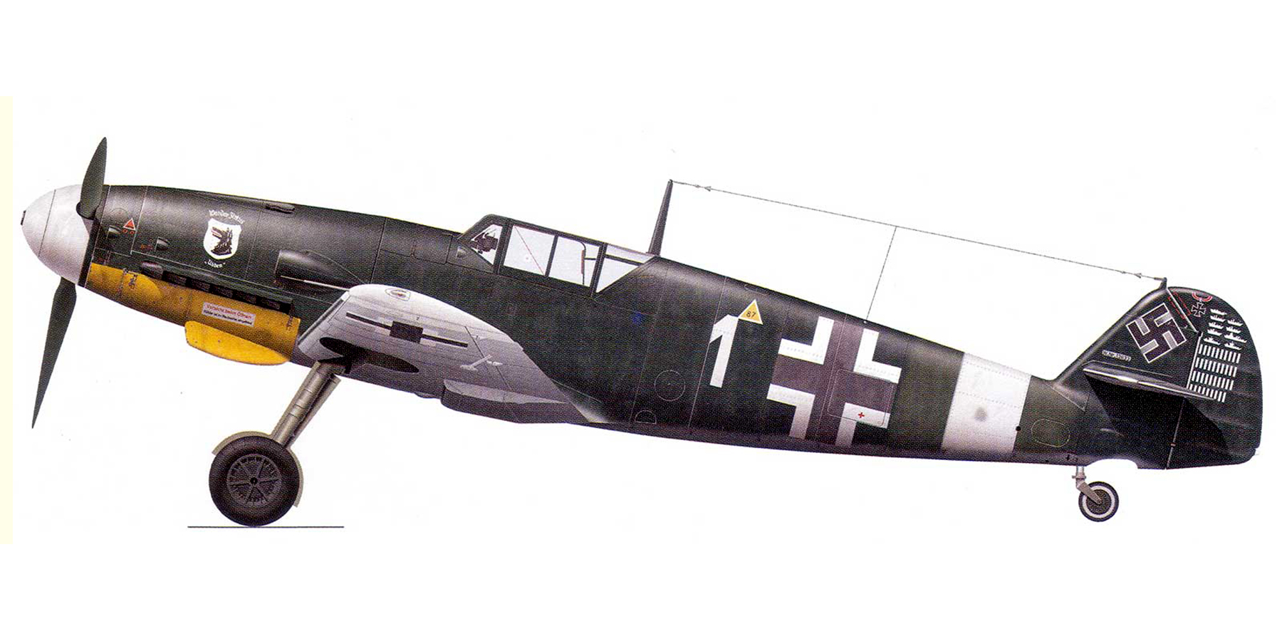 Asisbiz Messerschmitt Bf 109G2 7.JG77 White 1 Wolfdieter Huy WNr 